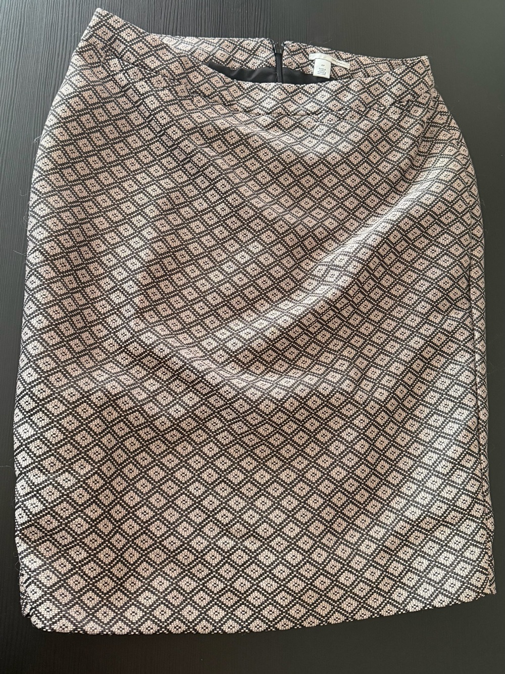 Halogen Black and Cream Diamond-Print Pencil Skirt